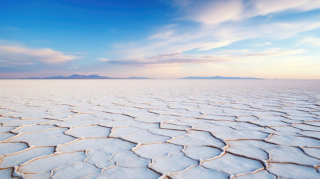 A desert with cracked ground and sky, AIの素材