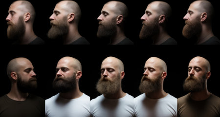 A man with different facial hair styles, AIの素材