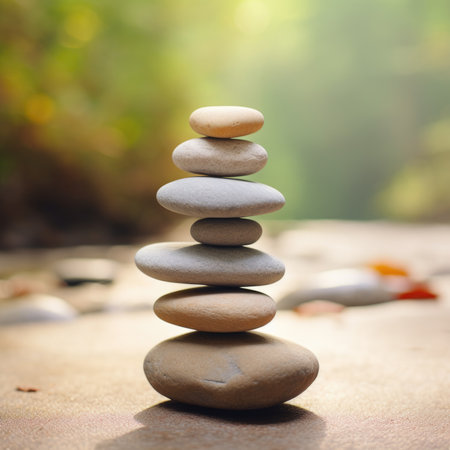 A stack of stones is sitting on the ground, AIの素材