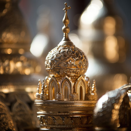 Golden domes and other ornate objects are on display, AIの素材