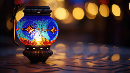 A colorful lamp with a blue and white design, AIの素材