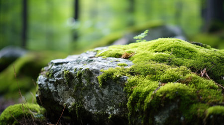 Mossy rock in the forest, AIの素材