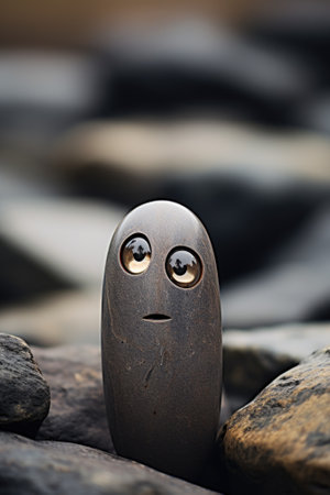 A rock with a face, AI. Pareidolia.の素材