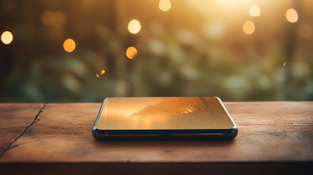 Tablet computer laying on the table, AIの素材