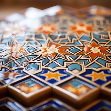 A Moroccan close up of a colorful tile design, AIの素材