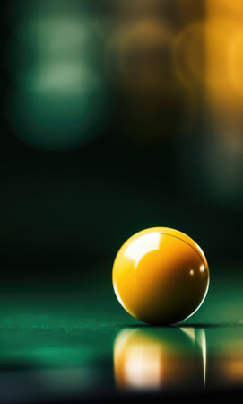 A yellow ball on a table with a green background, AIの素材