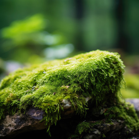 Mossy rock in the forest, AIの素材
