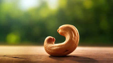 Cashew nut on wooden table with blurred background, AIの素材