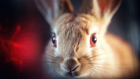 A close up of a rabbit with red eyes, AIの素材