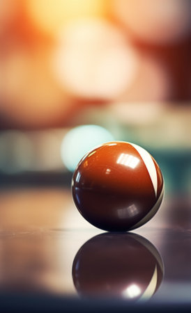A glossy brown ball on a table with a blurred background, AIの素材
