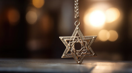 A gold star of david pendant on a chain, AIの素材