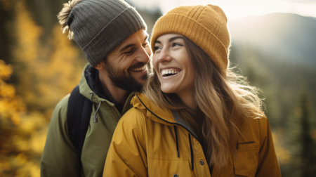 A man and woman are smiling and laughing together, AIの素材