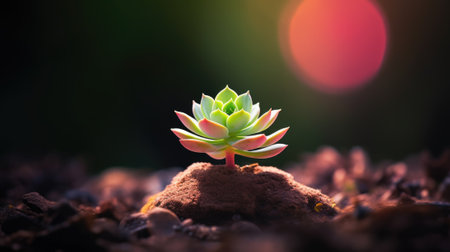 A small plant growing out of the ground, AIの素材