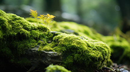 Mossy forest background, AIの素材