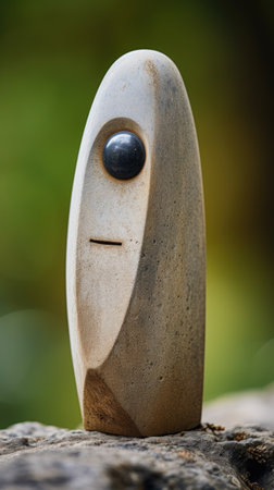 A stone sculpture with a face on it, AI. Pareidolia.の素材