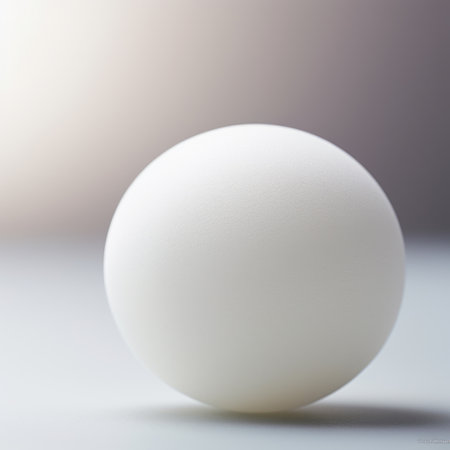 A white ball on a table with a light background, AIの素材
