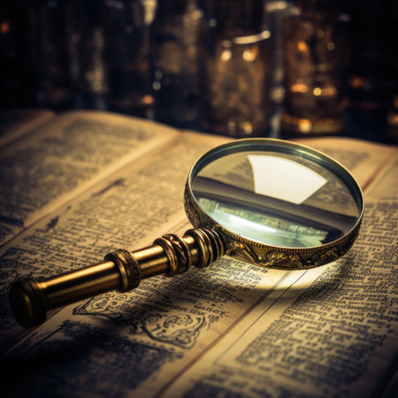 Magnifying glass on an old book, AIの素材