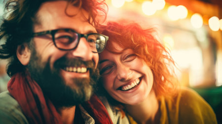 A man and woman are smiling and laughing, AIの素材