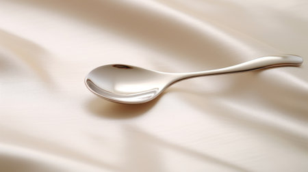 A silver spoon on a satin cloth, AIの素材