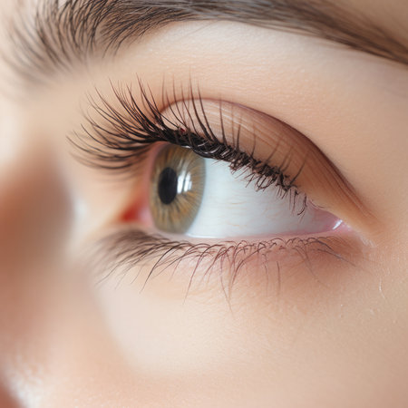 A womans eye with long eyelashes, AIの素材
