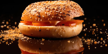 A hamburger with sesame seeds on top, AIの素材