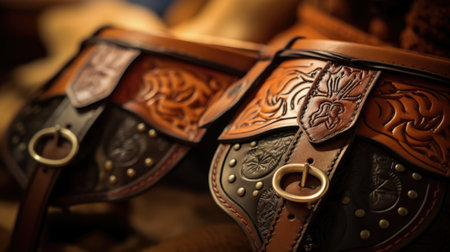 A pair of leather belts with a buckle on them, AIの素材