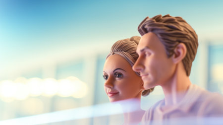 A figurine of a man and woman looking at each other, AIの素材