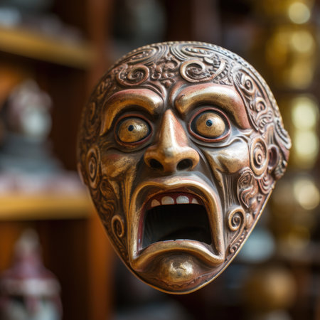 A close up of a mask with a face on it, AIの素材