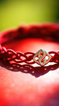 A red bracelet with a gold design on it, AIの素材