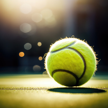 A tennis ball on a tennis court, AIの素材
