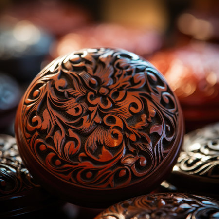 A close up of a decorative wooden box, AIの素材
