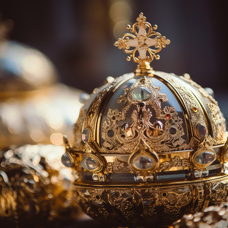 A golden crown with a cross on top, AIの素材
