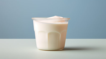 A glass of milk sitting on a table, AIの素材