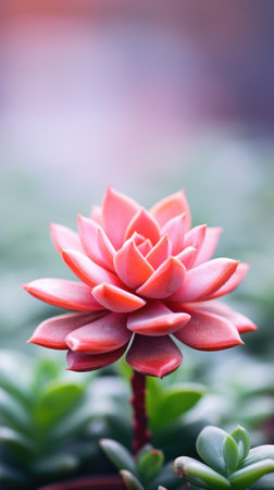 A red flower is growing in a pot, AIの素材