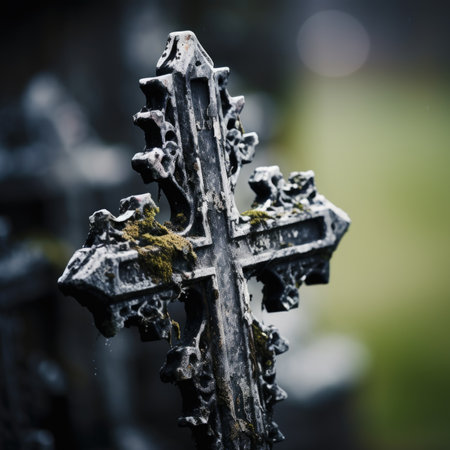 An old cross at cemetery, AIの素材