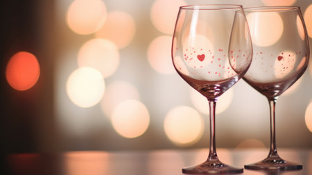 Two wine glasses with hearts on them, AIの素材