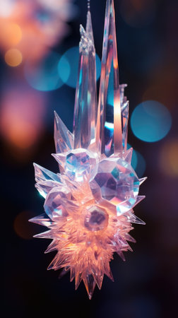 A crystal ornament with a blue background, AIの素材