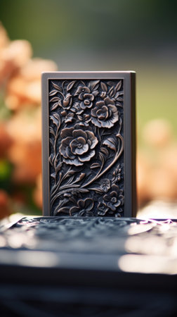 A black box with a floral design on it, AIの素材