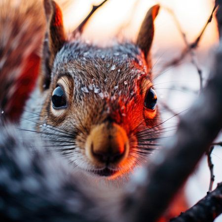 A close up of a squirrel with red eyes, AIの素材