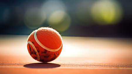 A tennis ball sitting on a court, AIの素材