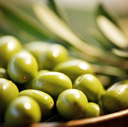 A bowl of green olives, AIの素材