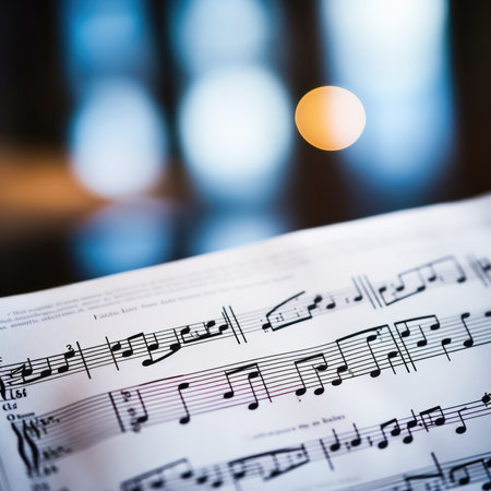 A sheet of music is open on a table, AIの素材