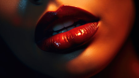 A close up of a womans lips with red lipstick, AIの素材