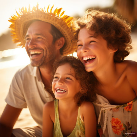 A man and two children, AIの素材