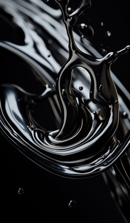 A black liquid is splashing into the air, AIの素材
