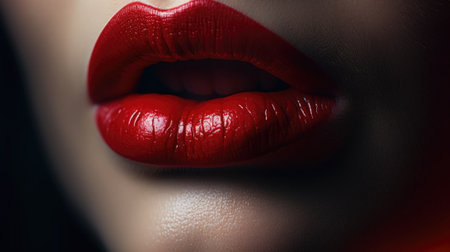 A close up of a womans lips with red lipstick, AIの素材