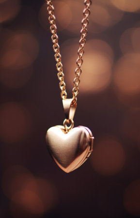 A heart shaped pendant on a gold chain, AIの素材