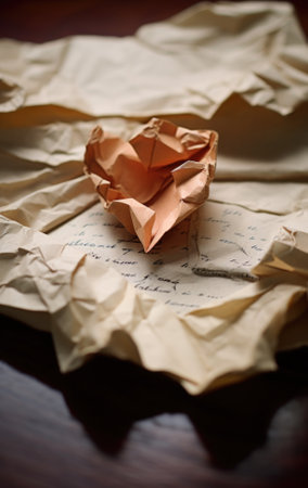 A crumpled piece of paper with a piece of paper inside, AIの素材