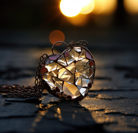A broken heart pendant on a chain, AIの素材