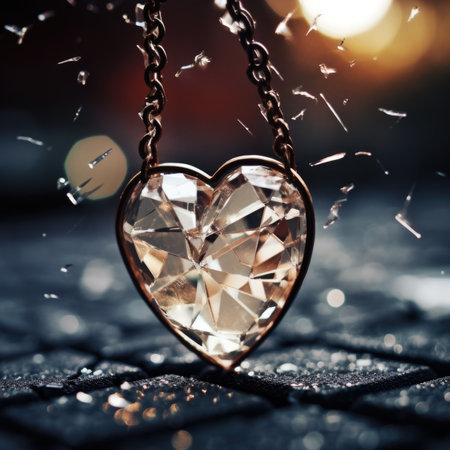 A diamond heart pendant on a chain, AIの素材